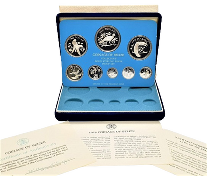 1978 Belize - Collector's Solid Sterling Silver Proof Set - Franklin Mint - 102.39 grams of .925 Silver