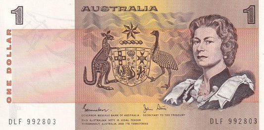 1982 Australian 1 Dollar Note - DLF 992803 - Johnston/Stone - R78 - Uncirculated - Loose Change Coins