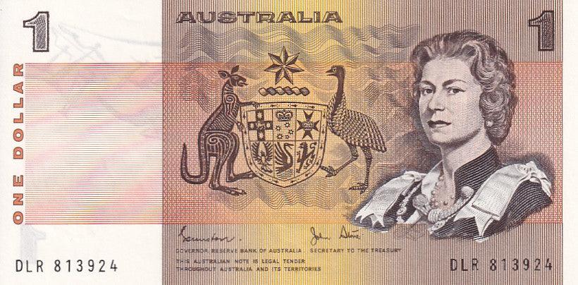 1982 Australian 1 Dollar Note - DLR 813924 - Johnston/Stone - R78 - Uncirculated - Loose Change Coins
