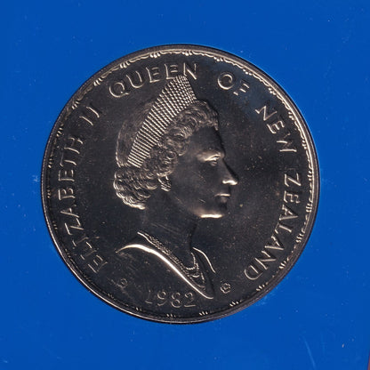 1982 New Zealand $1 Coin - Berry Portrait; Takahe Bird