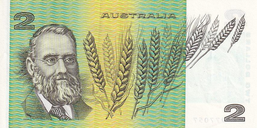 1985 Australian 2 Dollar Note - LFN 977057 - Johnston/Fraser - R89 General Prefix - Extremely Fine - Loose Change Coins