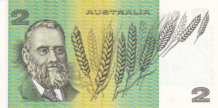 1985 Australian 2 Dollar Note - LKG 111255 - Johnston/Fraser - R89 General Prefix - Extremely Fine - Loose Change Coins