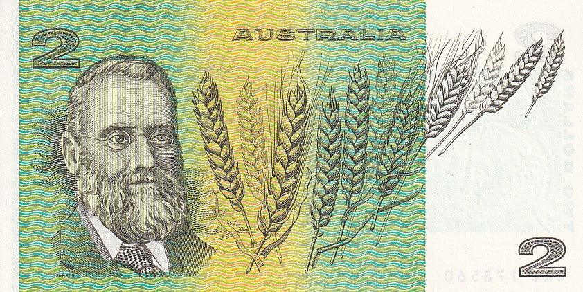 1985 Australian 2 Dollar Note - LKG 178560 - Johnston/Fraser - R89 - About Uncirculated - Loose Change Coins