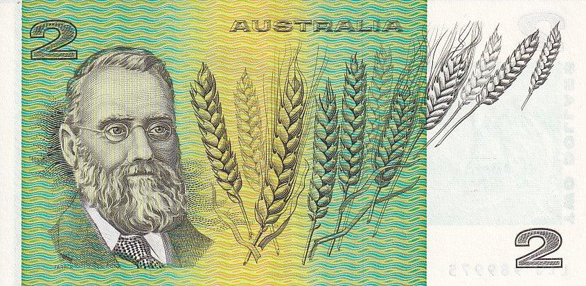 1985 Australian 2 Dollar Note - LLJ 98975 - Johnston/Fraser - R89 - About Uncirculated - Loose Change Coins