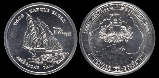 1988 Australian Bicentennial Commemorative Medal - USCG Barque Eagle - Loose Change Coins