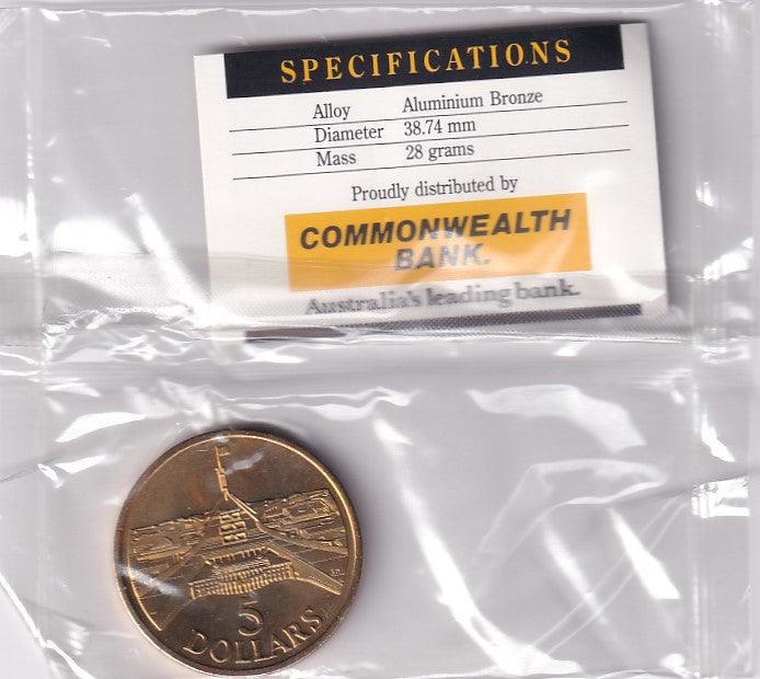 1988 5 Coin Opening of the Parliament House Commonwealth Bank