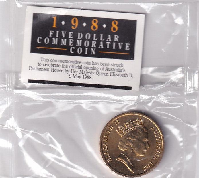 1988 5 Coin Opening of the Parliament House Commonwealth Bank