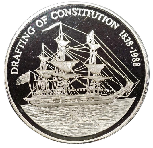 1988 Pitcairn Islands $50 5oz Silver Proof .999 Coin - 150th Anniversary Drafting of Constitution