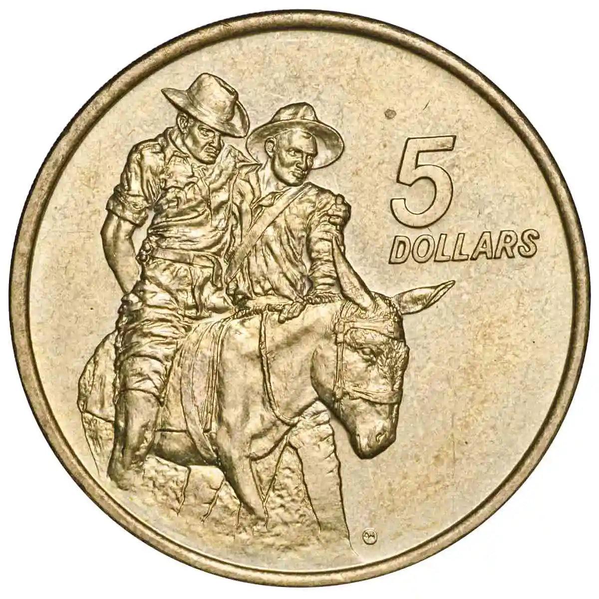 1990 $5 Coin - ANZAC 75th Anniversary - Loose Change Coins