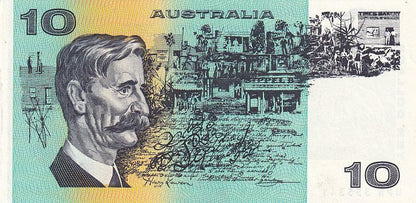 1991 Australian 10 Dollar Note - UPN 355341 - Fraser/Cole - R313b General Prefix - About Uncirculated - Loose Change Coins