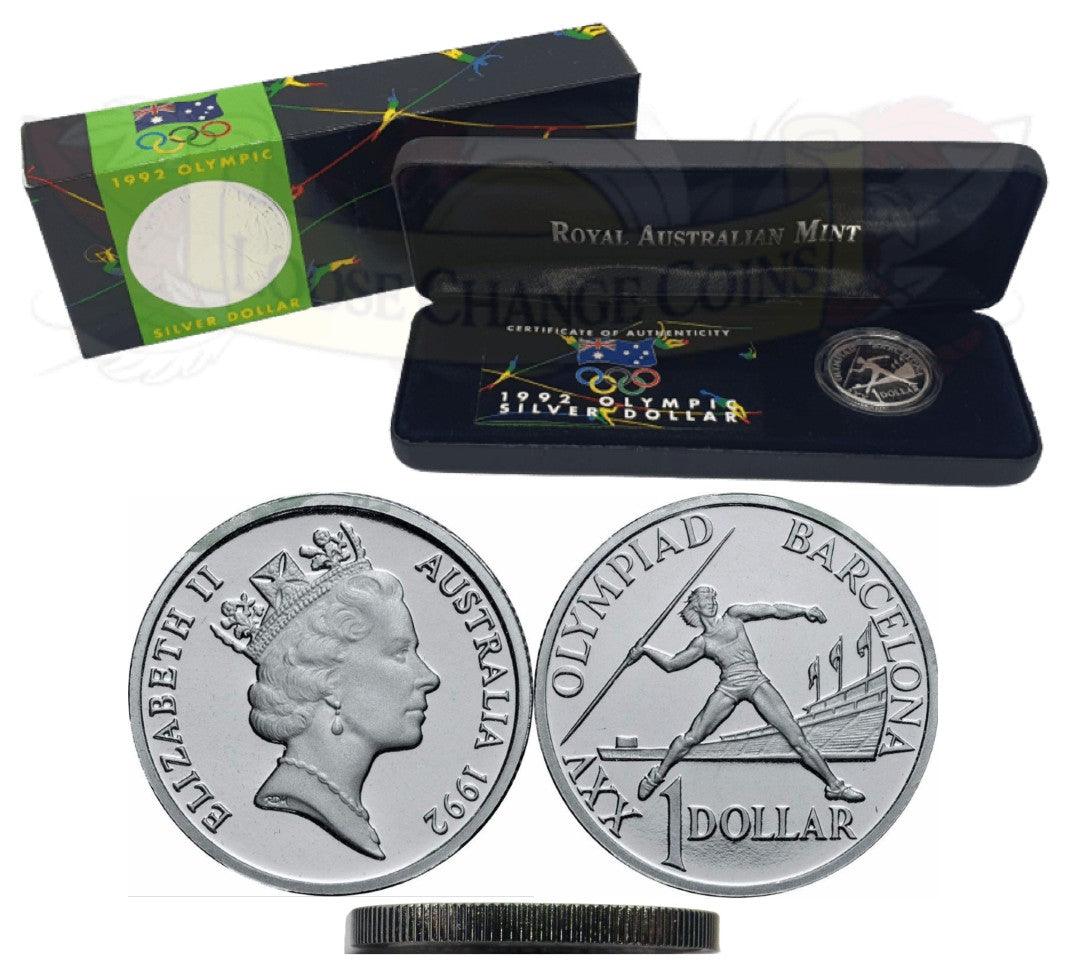1992 Barcelona Olympics Silver Proof - Sydney International Coin Fair with Continuous Edge Milling - Loose Change Coins