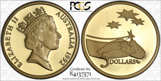 1992 $5 Dollar Proof Coin - The International Year of Space - Uniform Matte Finish - Graded PR69DCAM by PCGS - Loose Change Coins