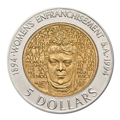 1994 Australian $5 Coin - Enfranchisement of Women - Bi-Metal Uncirculated - Loose Change Coins