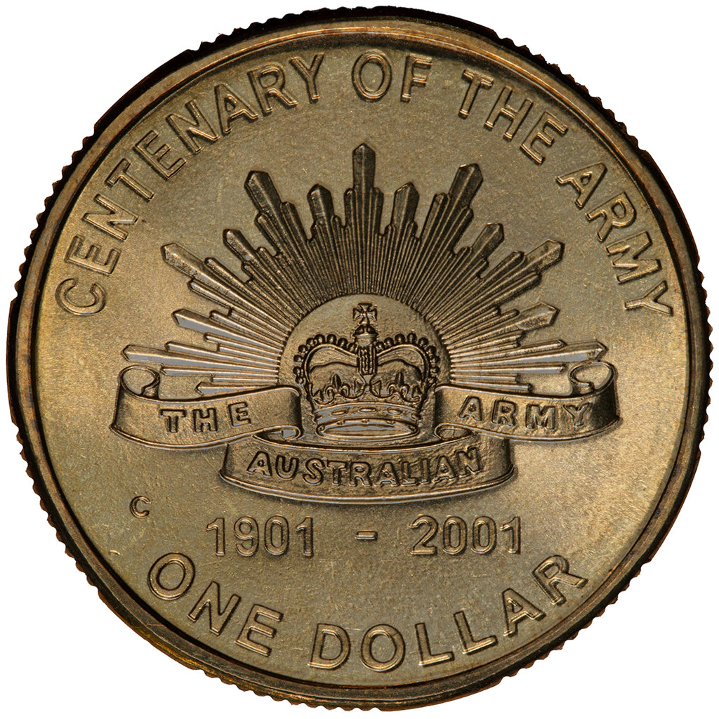 2001 $1 Coin - Centenary of Army - 'C' Mintmark