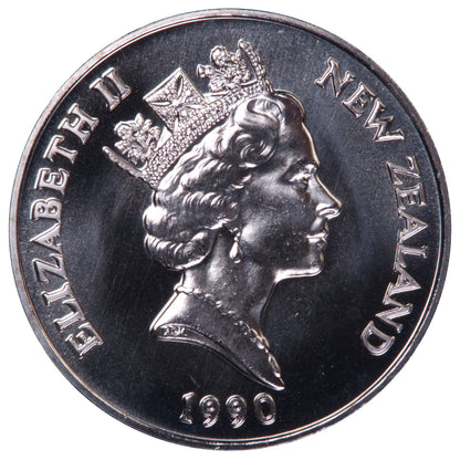1990 New Zealand $1 Coin - Treaty of Waitangi - Uncirculated