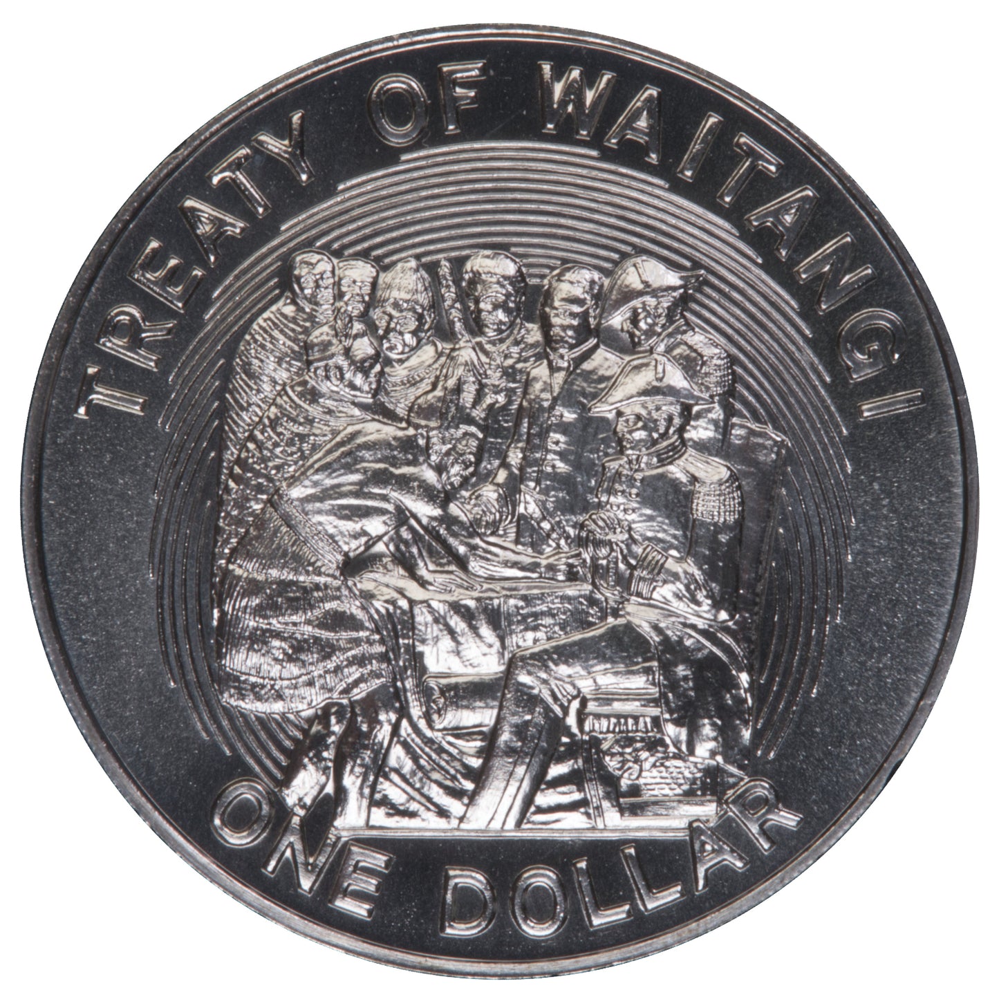 1990 New Zealand $1 Coin - Treaty of Waitangi - Uncirculated
