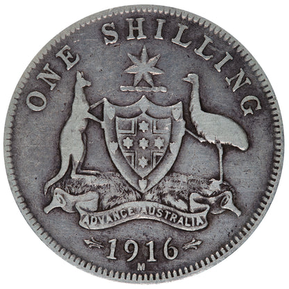 1916 'M' Australian Shilling - Fine