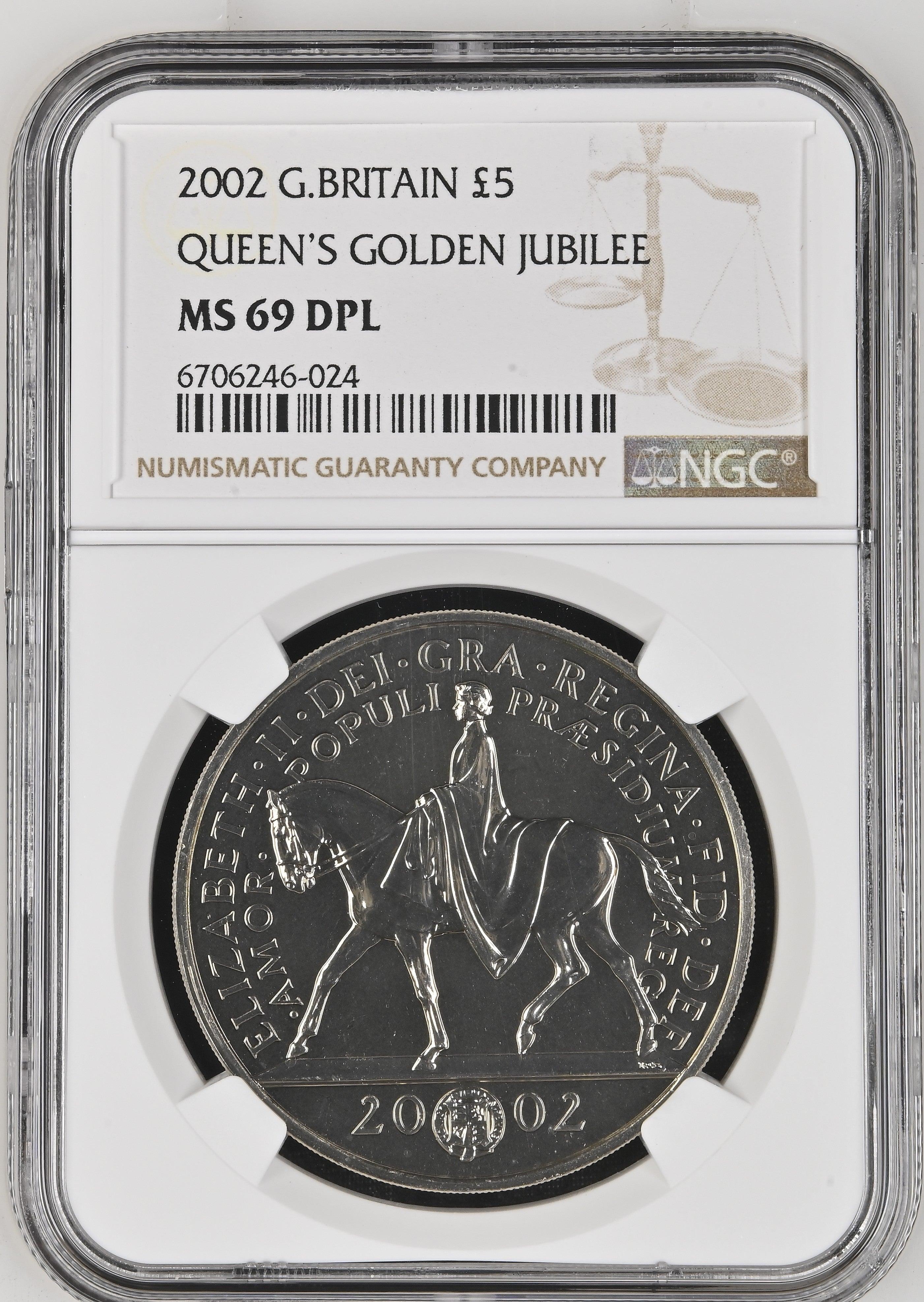 2002 Great Britain £5 Coin - The Queen's Golden Jubilee - Graded 