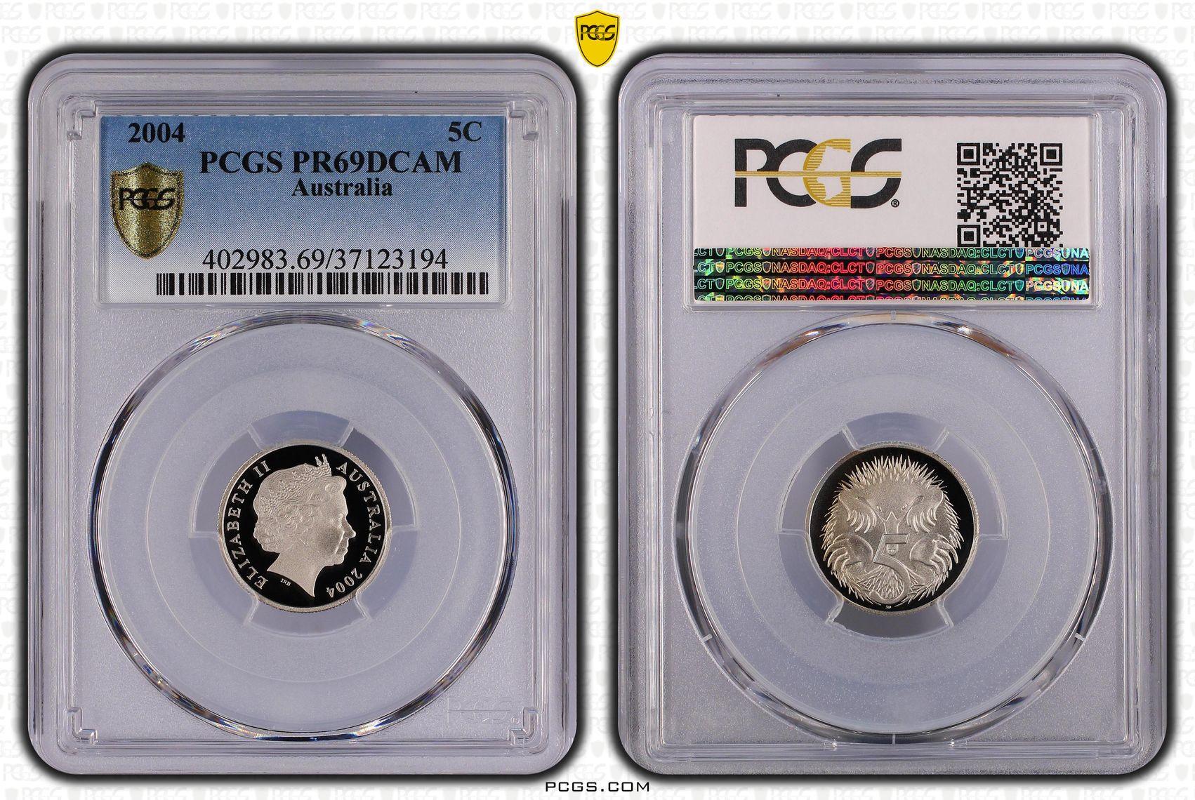 2004 Australian 5 Cent Coin - Graded PR69DCAM by PCGS - Loose Change Coins