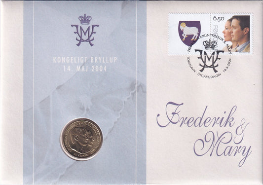 2004 Stamp and Coin Cover - Royal Wedding of Crown Prince Frederik and Mary Donaldson
