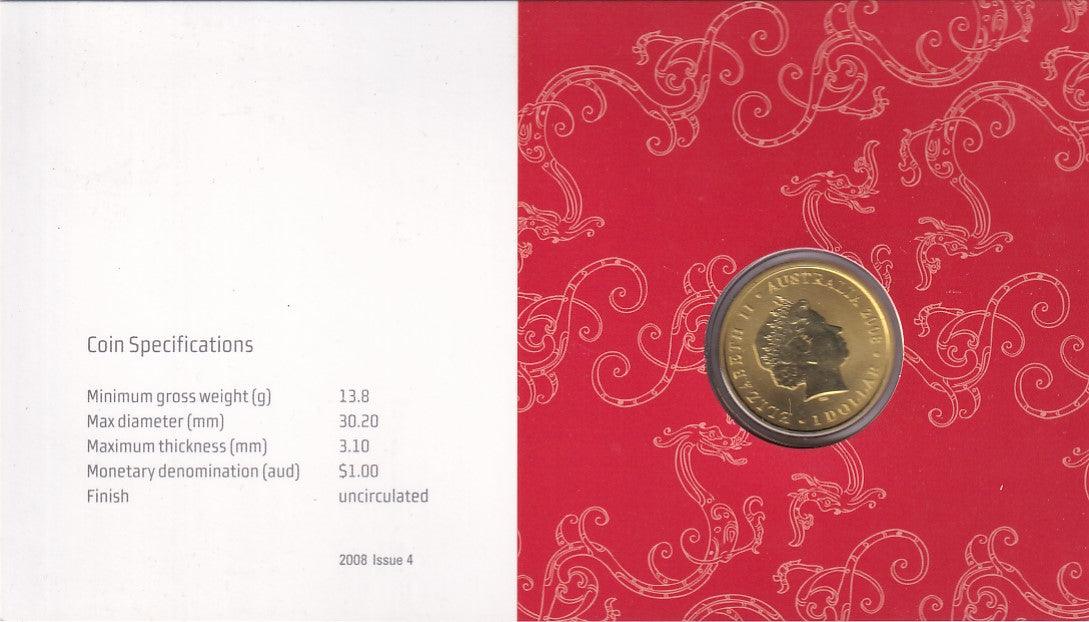2008 Uncirculated $1 Coin - Australian Olympic Committee - Beijing Olympic Games - Ex-PNC (No Cover) - Loose Change Coins