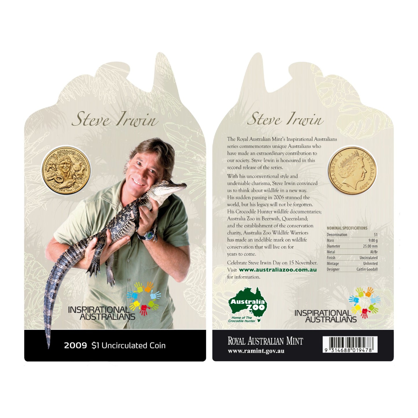 2009 Uncirculated $1 Coin - Inspirational Australians - Steve Irwin