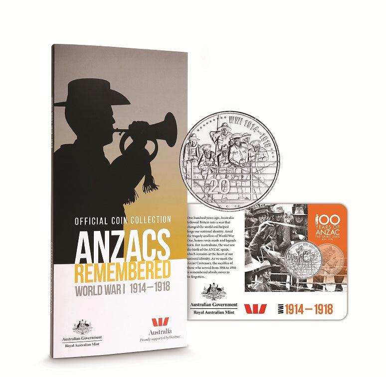 2015 ANZACS Remembered - 1914-1918 20c Coin and Collector Folder