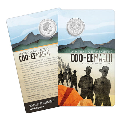 2015 20c Uncirculated Coin - Australia Remembers: Coo-ee March