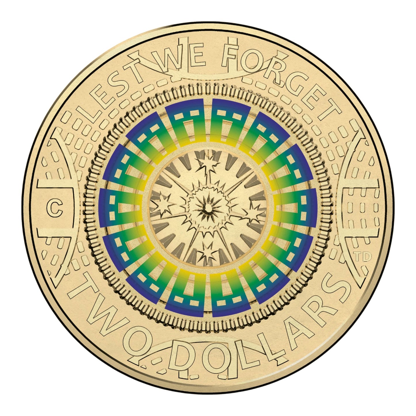 2017 $2 Coin - Lest We Forget - 'C' Mintmark Coloured Uncirculated Coin
