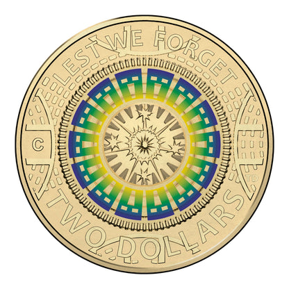 2017 $2 Coin - Lest We Forget - 'C' Mintmark Coloured Uncirculated Coin