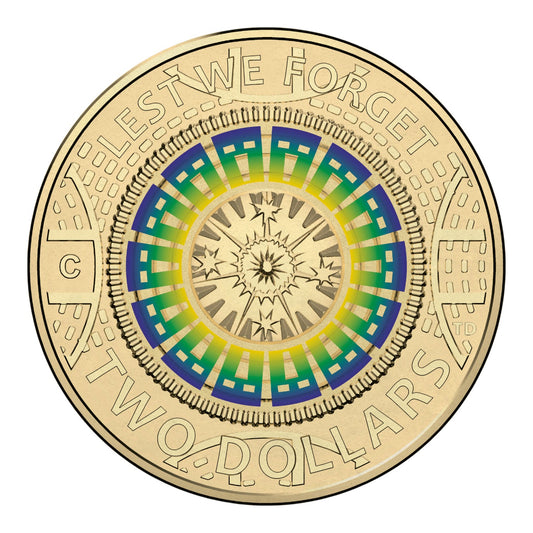 2017 $2 Coin - Lest We Forget - 'C' Mintmark Coloured Uncirculated Coin