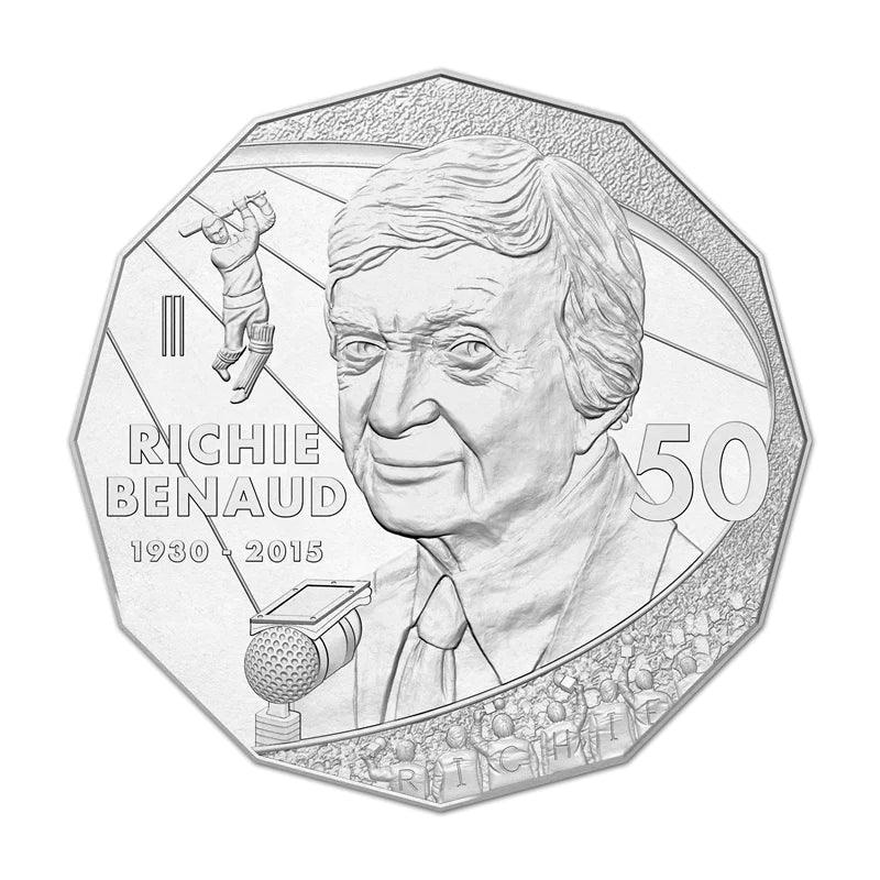 2017 Australian 50c Coin - Richie Benaud - The Voice of Cricket - Loose Change Coins