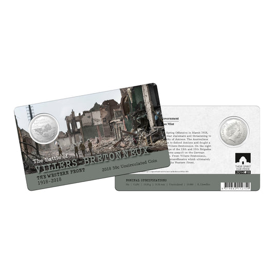2018 50c Coin - The Western Front - Villers-Bretonneux