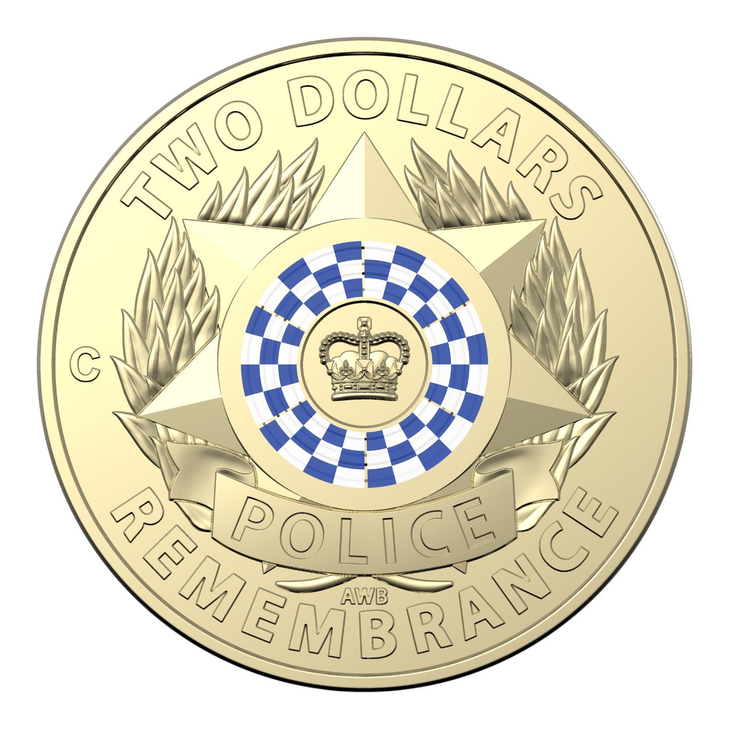 2019 $2 AlBr Coloured Coin In Card 'C' Mintmark - Police Remembrance