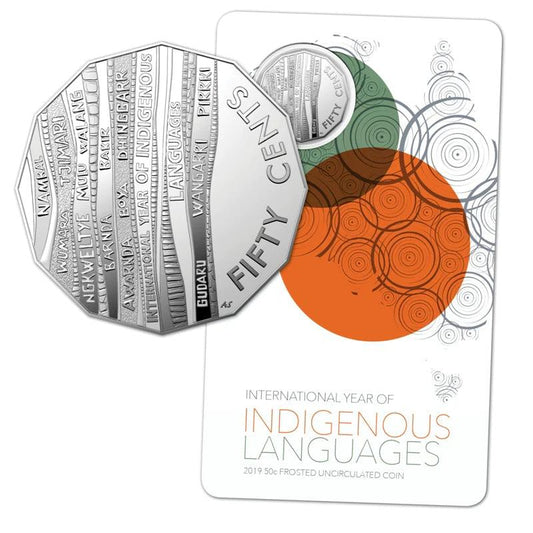 2019 50 Cent Coin - International Year of Indigenous Languages Frosted Uncirculated - Loose Change Coins