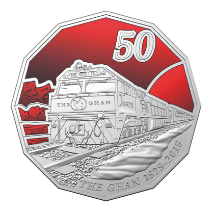 2019 50c CuNi Coloured Uncirculated Coin – 90th Anniversary of The Ghan