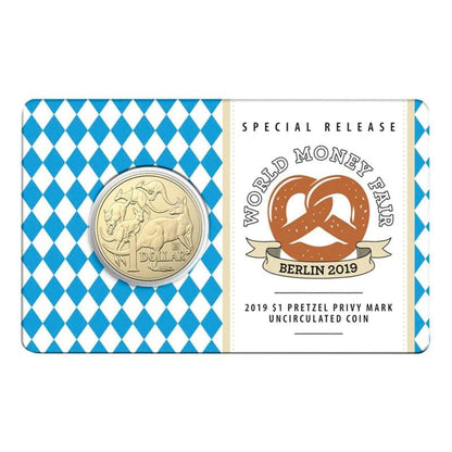 2019 $1 Coin - World Money Fair - Pretzel Privy Mark - Loose Change Coins