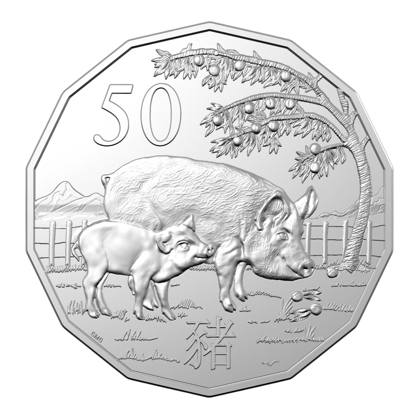 2019 50c Coin - Year of the Pig - Tetra-Decagon Series