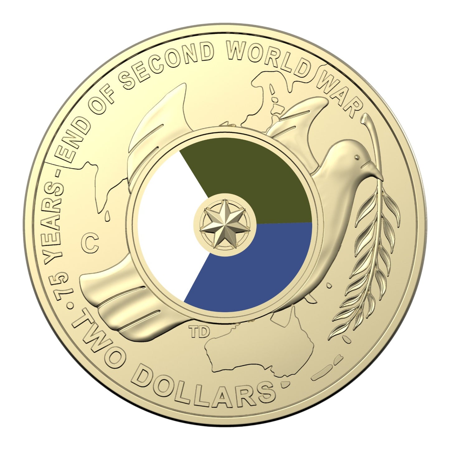 2020 $2 AlBr C Mintmark Uncirculated Coin - 75th Anniversary of the End of WWII