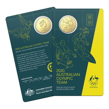 2020 50c Round CuNi Gold Plated - Australian Olympic Team
