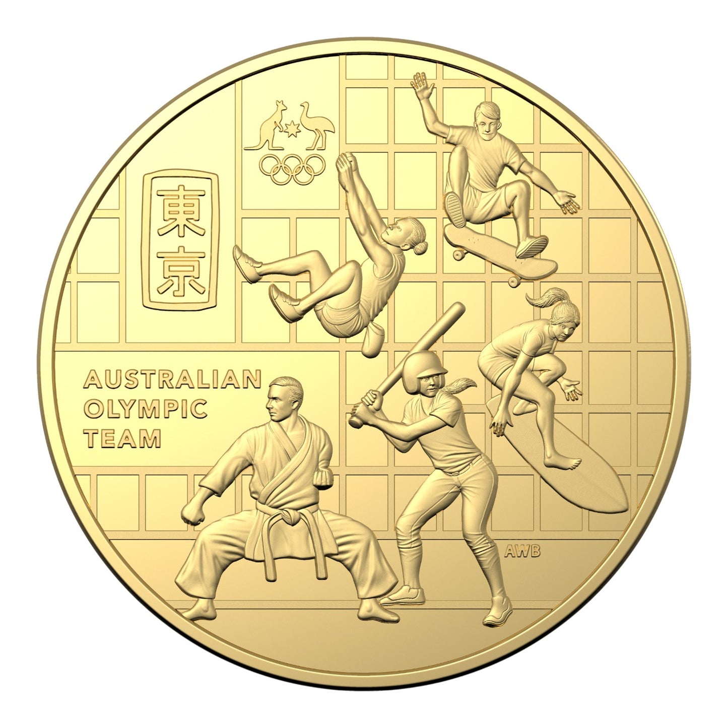 2020 50c Round CuNi Gold Plated - Australian Olympic Team