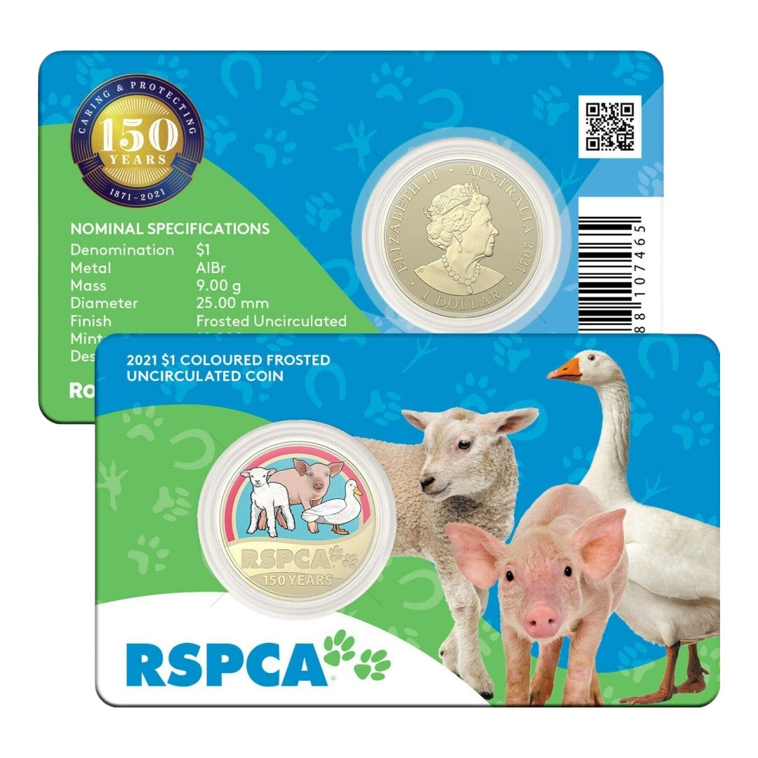 2021 Coloured Frosted-Uncirculated $1 Coin - 150th Anniversary of the RSPCA - Barnyard Animals