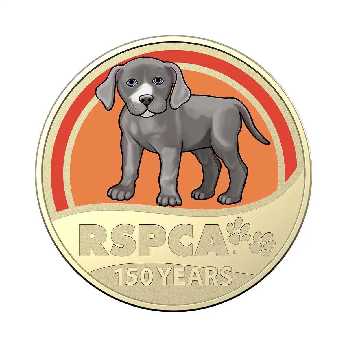 150th Anniversary of the RSPCA 2021 $1 Dog Coloured Coin & Stamp Cover - Loose Change Coins