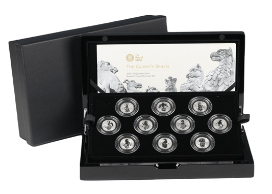2021 UK The Queen’s Beasts - Quarter-Ounce Silver Proof Ten-Coin Set - Loose Change Coins