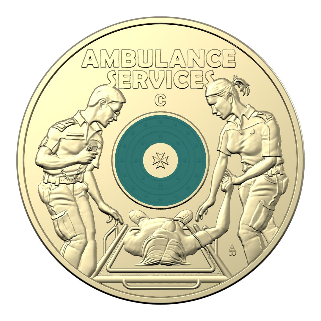 2021 $2 AlBr C Mintmark Coloured Uncirculated Coin - Australian Ambulance Services