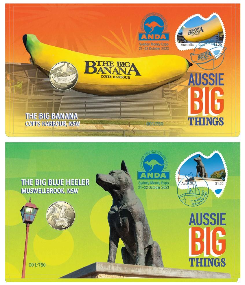 2023 ANDA Sydney Money Expo - ANDA Overprint - Aussie Big Things Big Banana & Big Blue Heeler Set (Exclusive Colour) - Loose Change Coins