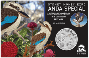 2023 ANDA Sydney Money Expo - Australian Kookaburra 1oz Silver Coin with Kookaburra Privy Mark - Loose Change Coins