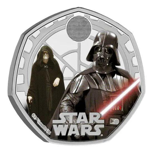 Star Wars Darth Vader and Emperor Palpatine 2023 50p Silver Proof Colour Coin - Loose Change Coins