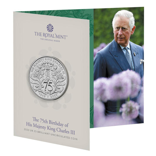 2023 The 75th Birthday of His Majesty King Charles III UK £5 Brilliant Uncirculated Coin - Loose Change Coins