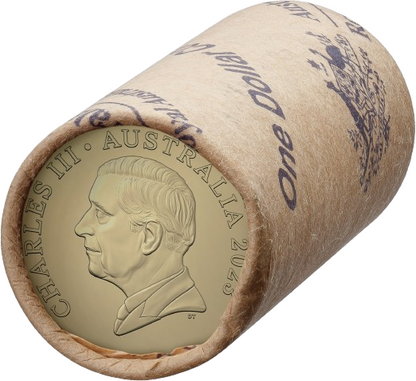 2023 $1 Circulating Coin King Charles III Effigy - Premium Roll with Roll Tube